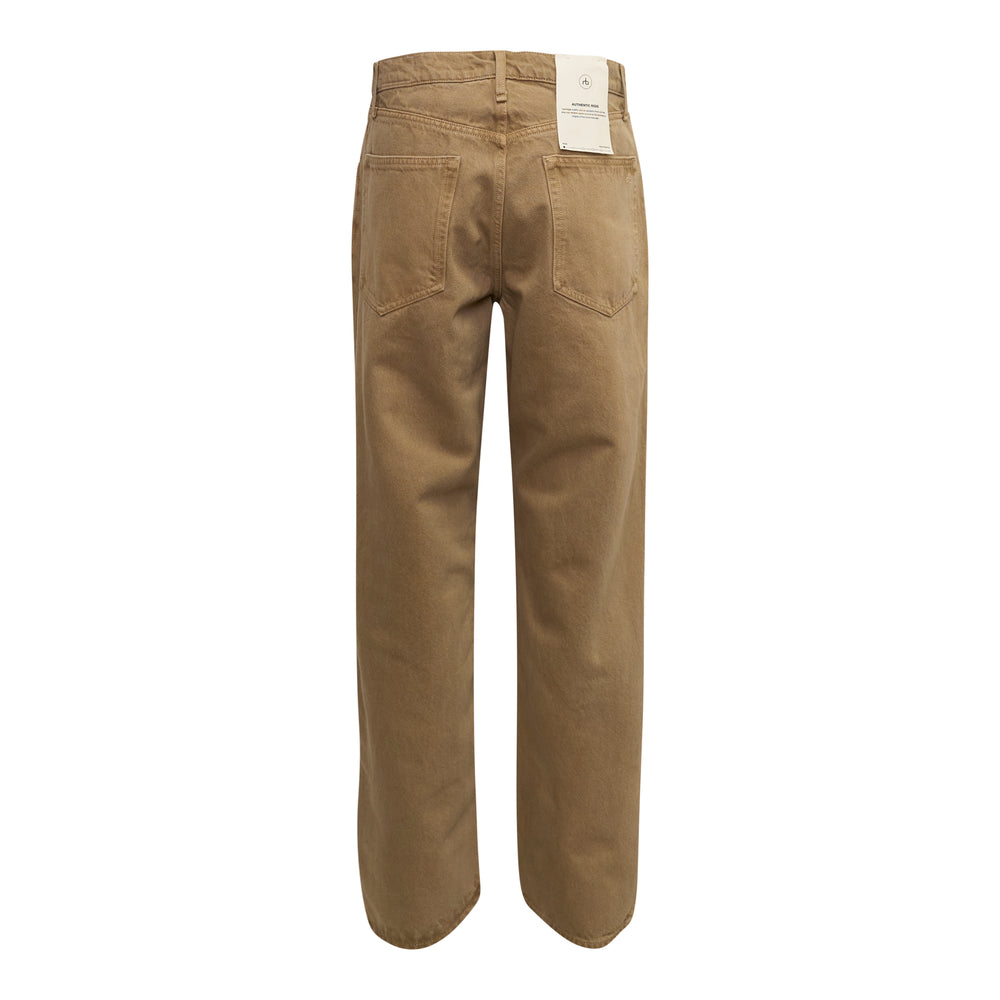 rag & bone Relaxed Straight Pants in camel tan cotton canvas, five-pocket silhouette with metal button closure, front view on white background - view 2