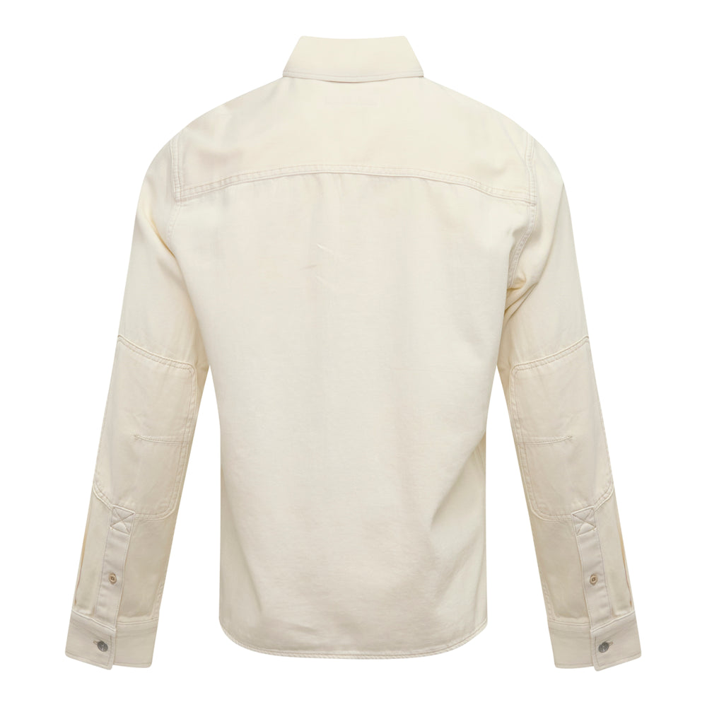rag & bone Overdyed Workwear Long Sleeve Shirt in ecru, featuring snap button placket, dual chest pockets, point collar, and tonal contrast stitching - view 2