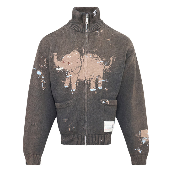Elephant Jacquard Knit Cardigan