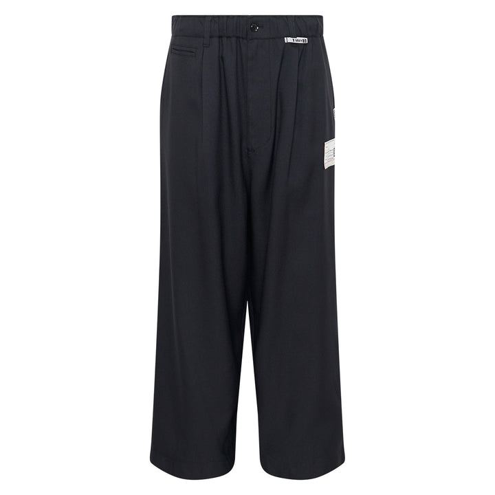 Layered Twill Wide-Leg Pants