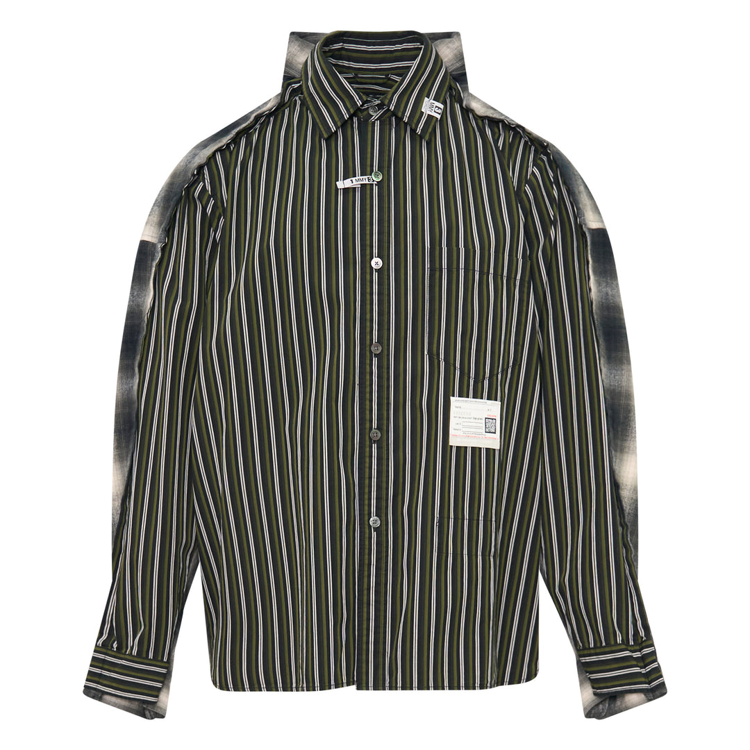 Combined Check Stripe Long Sleeve Shirt