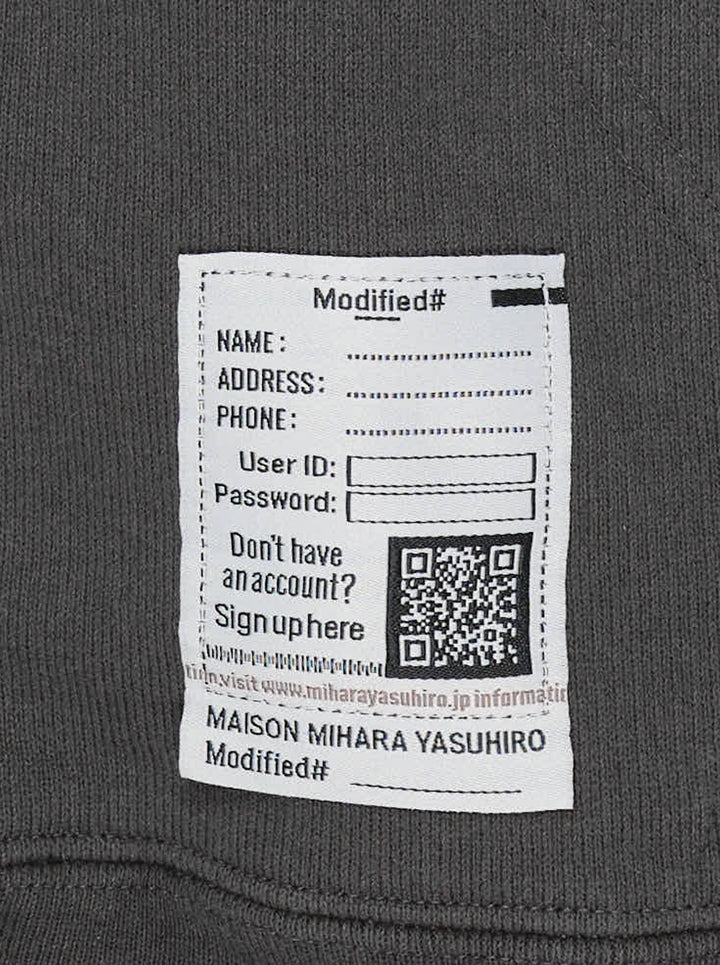 Washed charcoal Maison MIHARA YASUHIRO zip-up hoodie with colourful kids' doodle prints of a dinosaur, strawberry and stars and 'Don't Tag Me' lettering - view 3