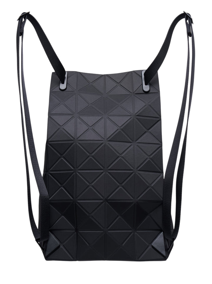 Black matte Bao Bao Issey Miyake Track Backpack with geometric triangle panels and flat woven shoulder straps - view 2
