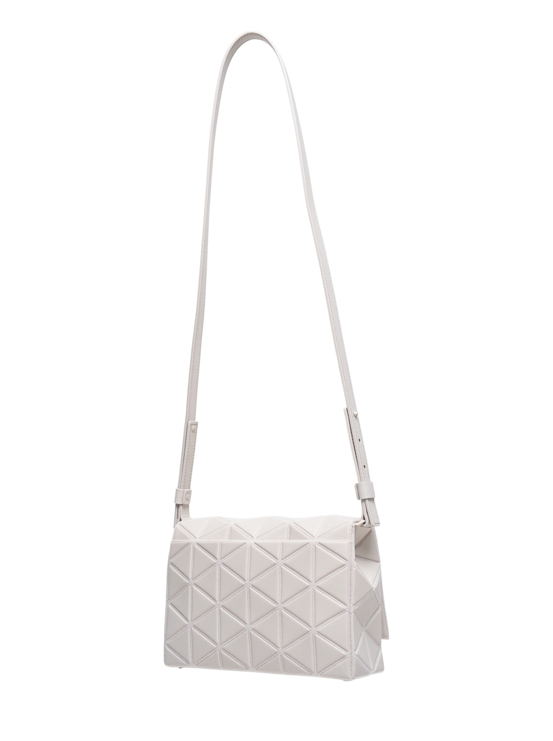 Bao Bao Issey Miyake Fossette Small Shoulder Bag in off-white with geometric triangle panel exterior and adjustable slim strap - view 2