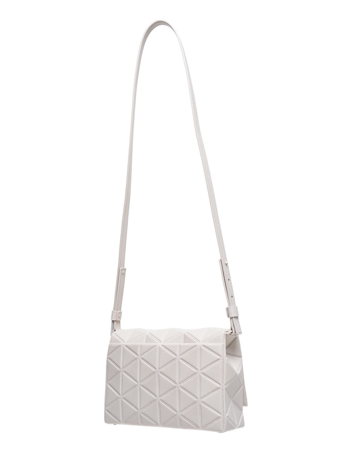 Bao Bao Issey Miyake Fossette Small Shoulder Bag in off-white with geometric triangle panel exterior and adjustable slim strap - view 2