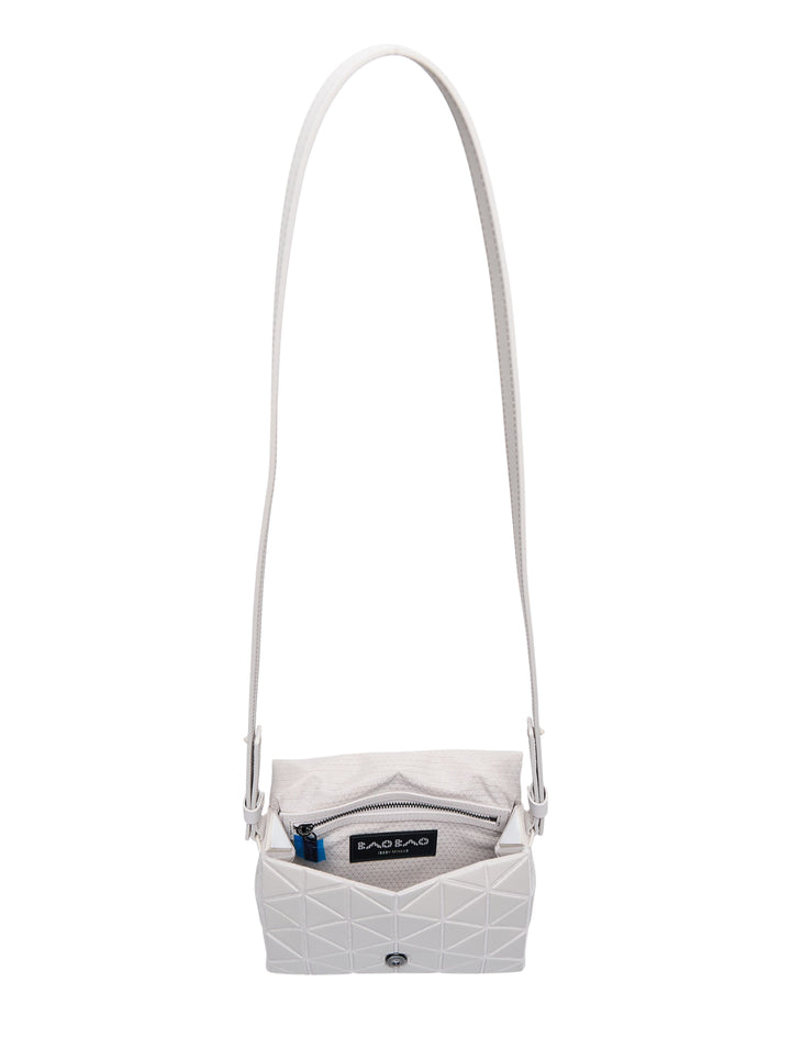 Bao Bao Issey Miyake Fossette Small Shoulder Bag in off-white with geometric triangle panel exterior and adjustable slim strap - view 3