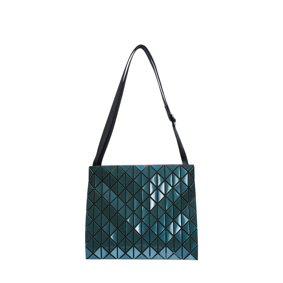 Bao Bao Issey Miyake Row Metallic Crossbody bag in beige with three-dimensional geometric PVC panels and adjustable black shoulder strap