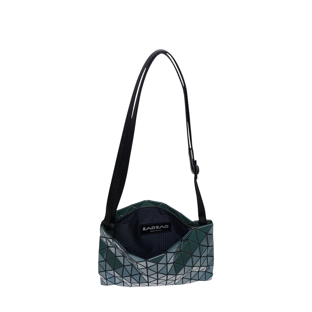 Bao Bao Issey Miyake Row Metallic Crossbody bag in beige with three-dimensional geometric PVC panels and adjustable black shoulder strap