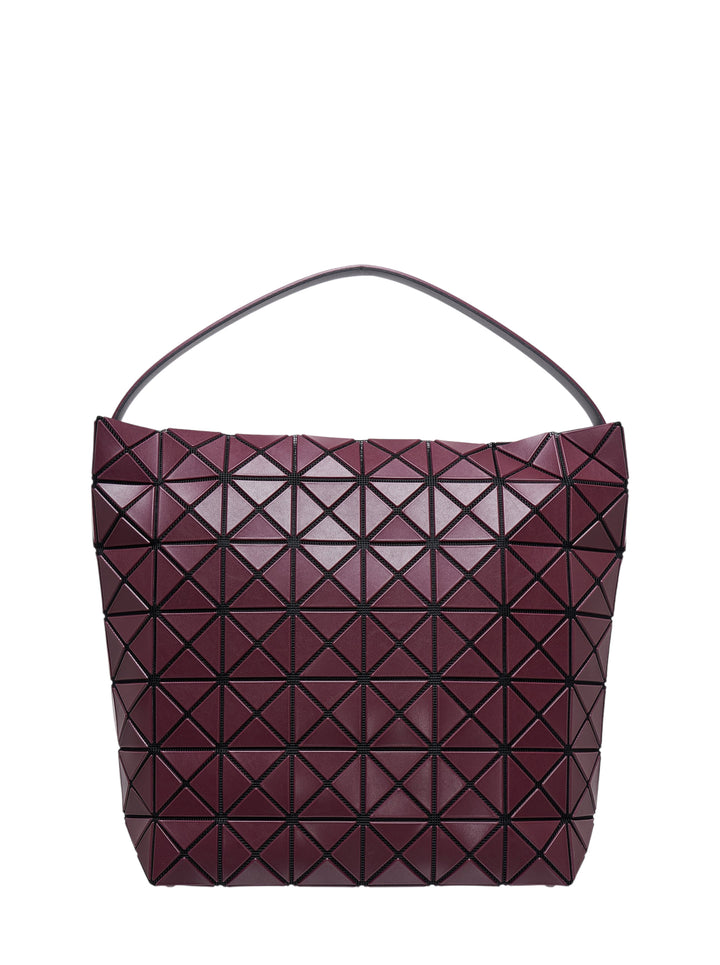 Bao Bao Issey Miyake Valley large handbag in burgundy with geometric triangular tile design and single slim handle