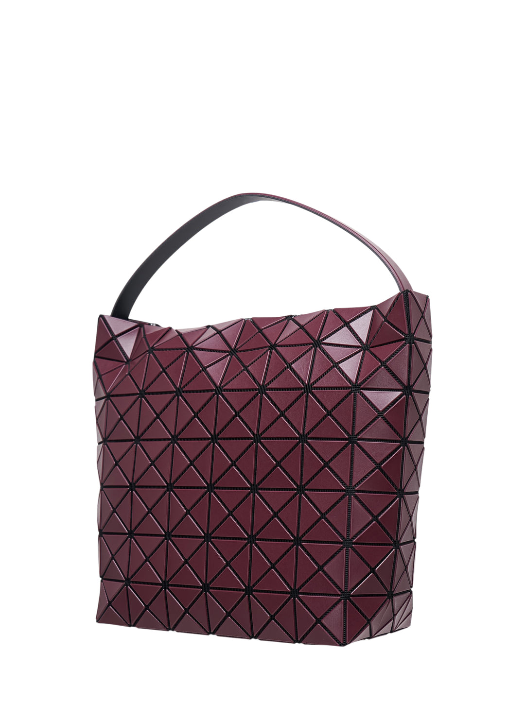 Bao Bao Issey Miyake Valley large handbag in burgundy with geometric triangular tile design and single slim handle - view 2
