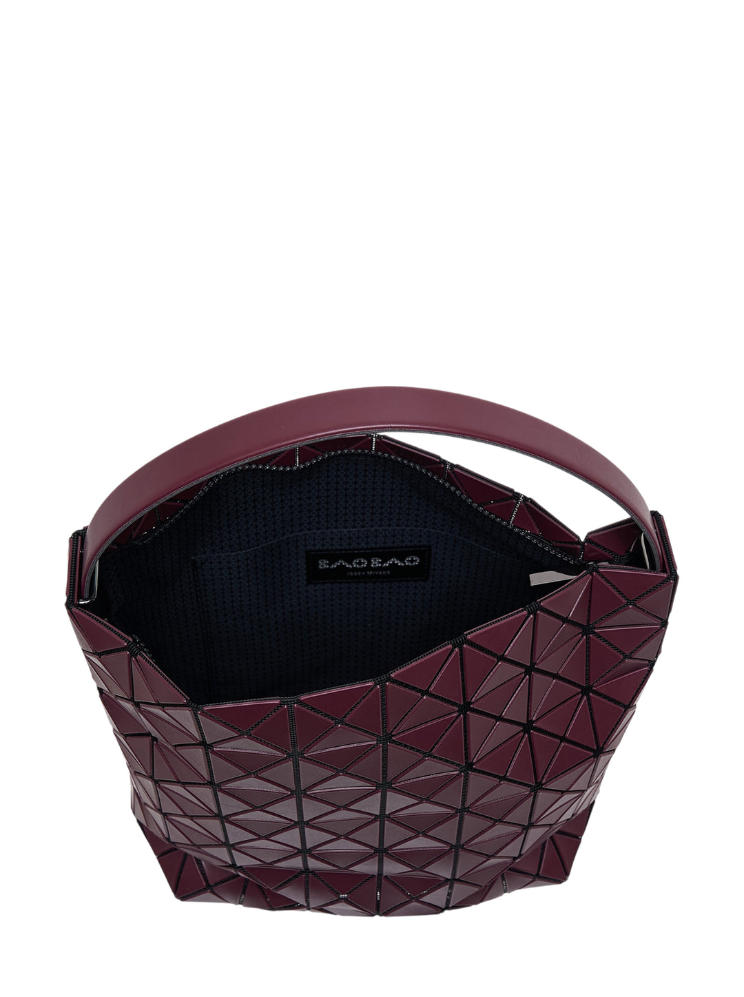 Bao Bao Issey Miyake Valley large handbag in burgundy with geometric triangular tile design and single slim handle - view 3