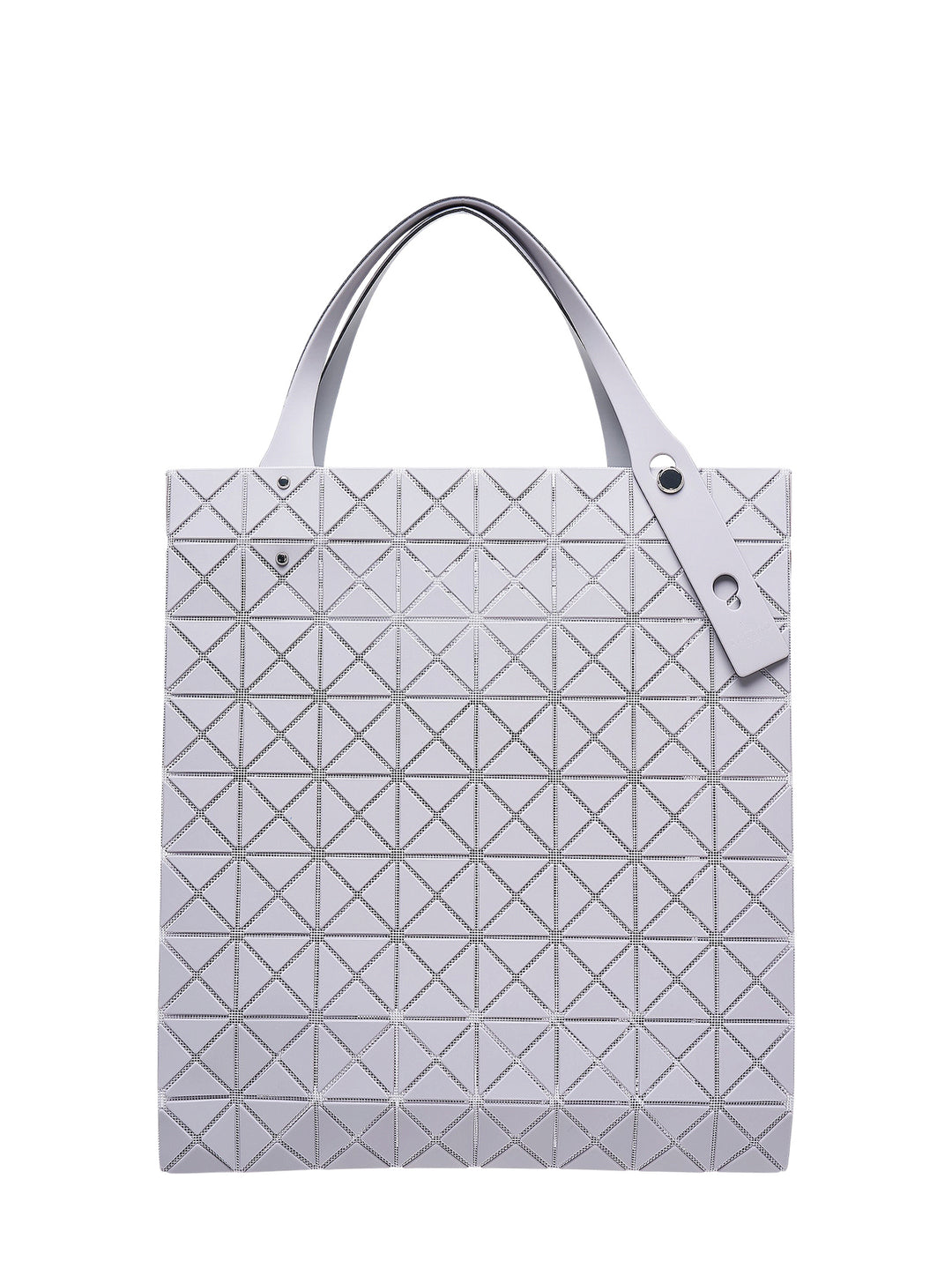 Bao Bao Issey Miyake Prism Plus tote bag in matte grey with geometric triangle tile pattern and slim flat handles