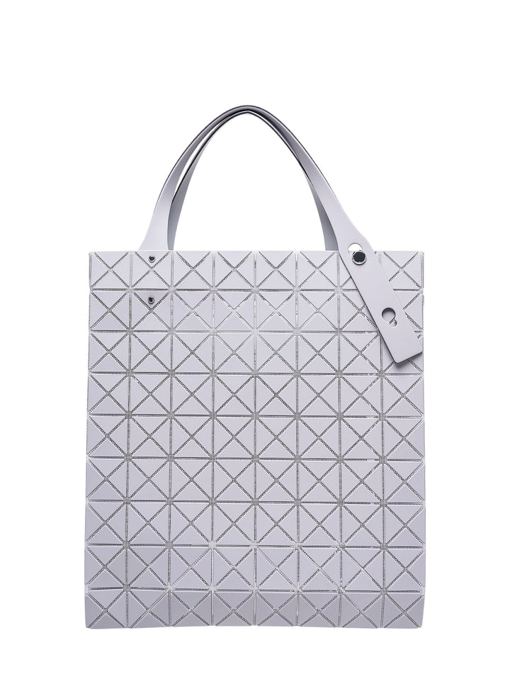 Bao Bao Issey Miyake Prism Plus tote bag in matte grey with geometric triangle tile pattern and slim flat handles