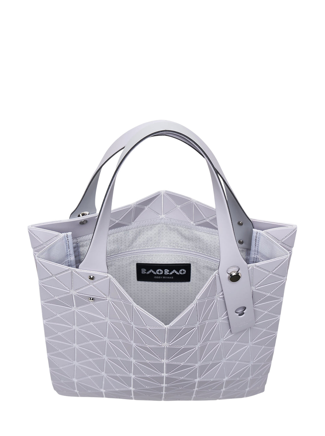Bao Bao Issey Miyake Prism Plus tote bag in matte grey with geometric triangle tile pattern and slim flat handles - view 3