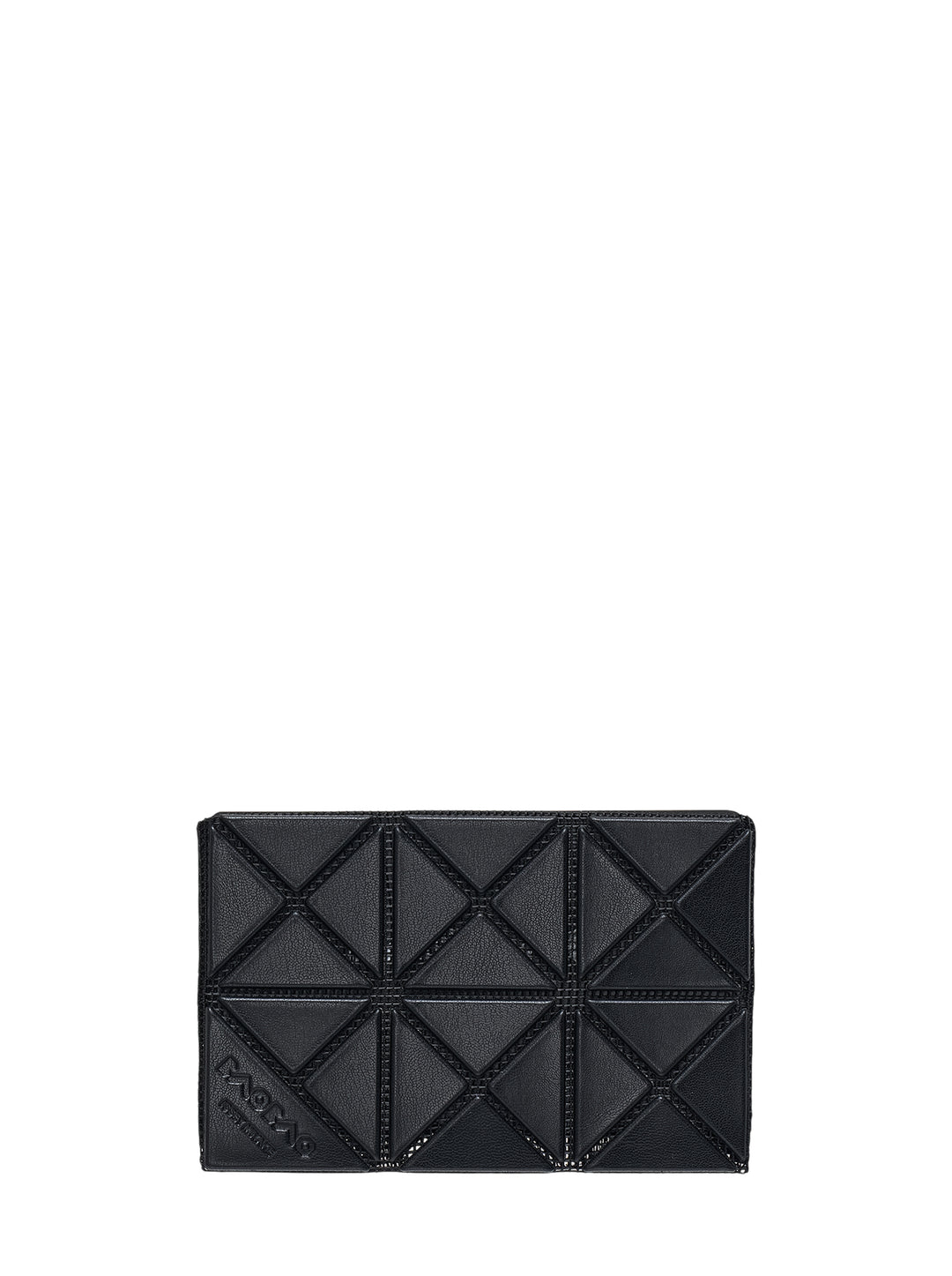 Black Twinkle card case by Bao Bao Issey Miyake with geometric raised triangular tiles and embossed logo