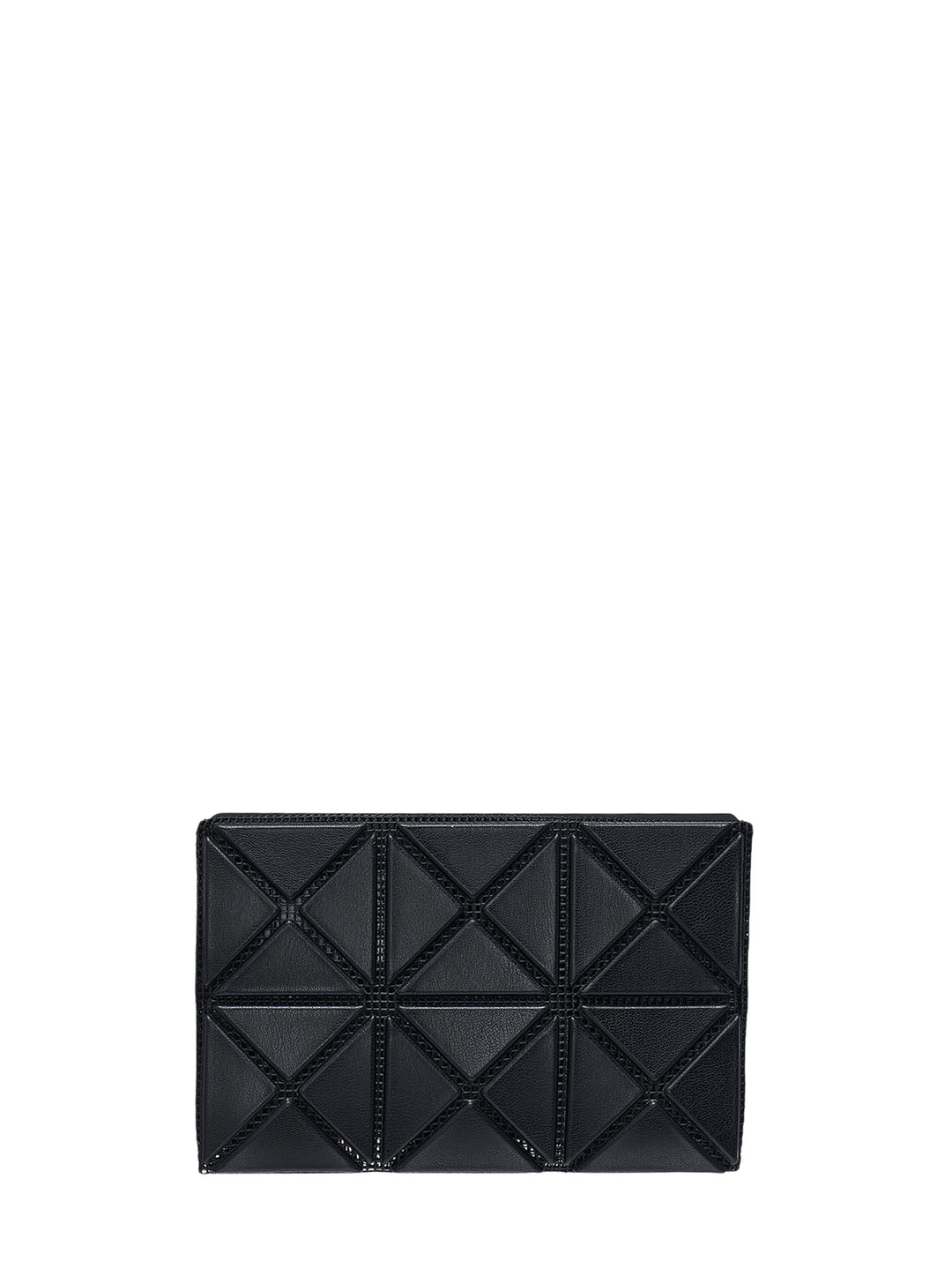 Black Twinkle card case by Bao Bao Issey Miyake with geometric raised triangular tiles and embossed logo - view 2