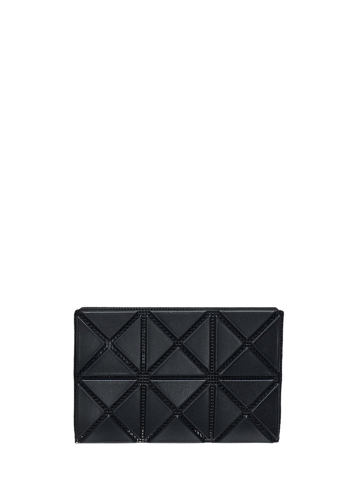 Black Twinkle card case by Bao Bao Issey Miyake with geometric raised triangular tiles and embossed logo - view 2