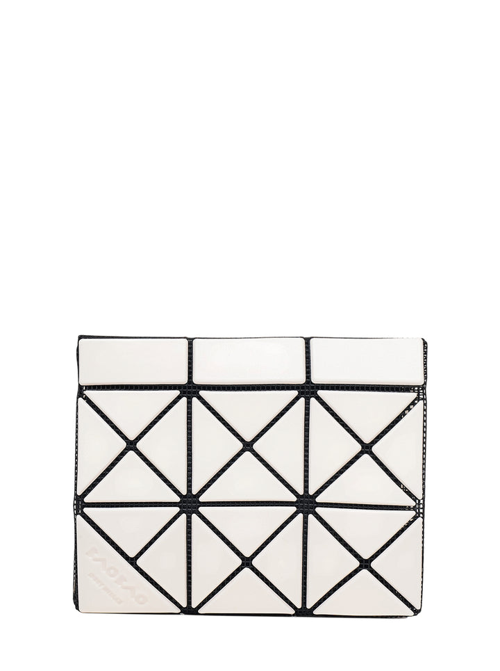 Bao Bao Issey Miyake Twinkle wallet in ivory with black mesh base and geometric triangle panels