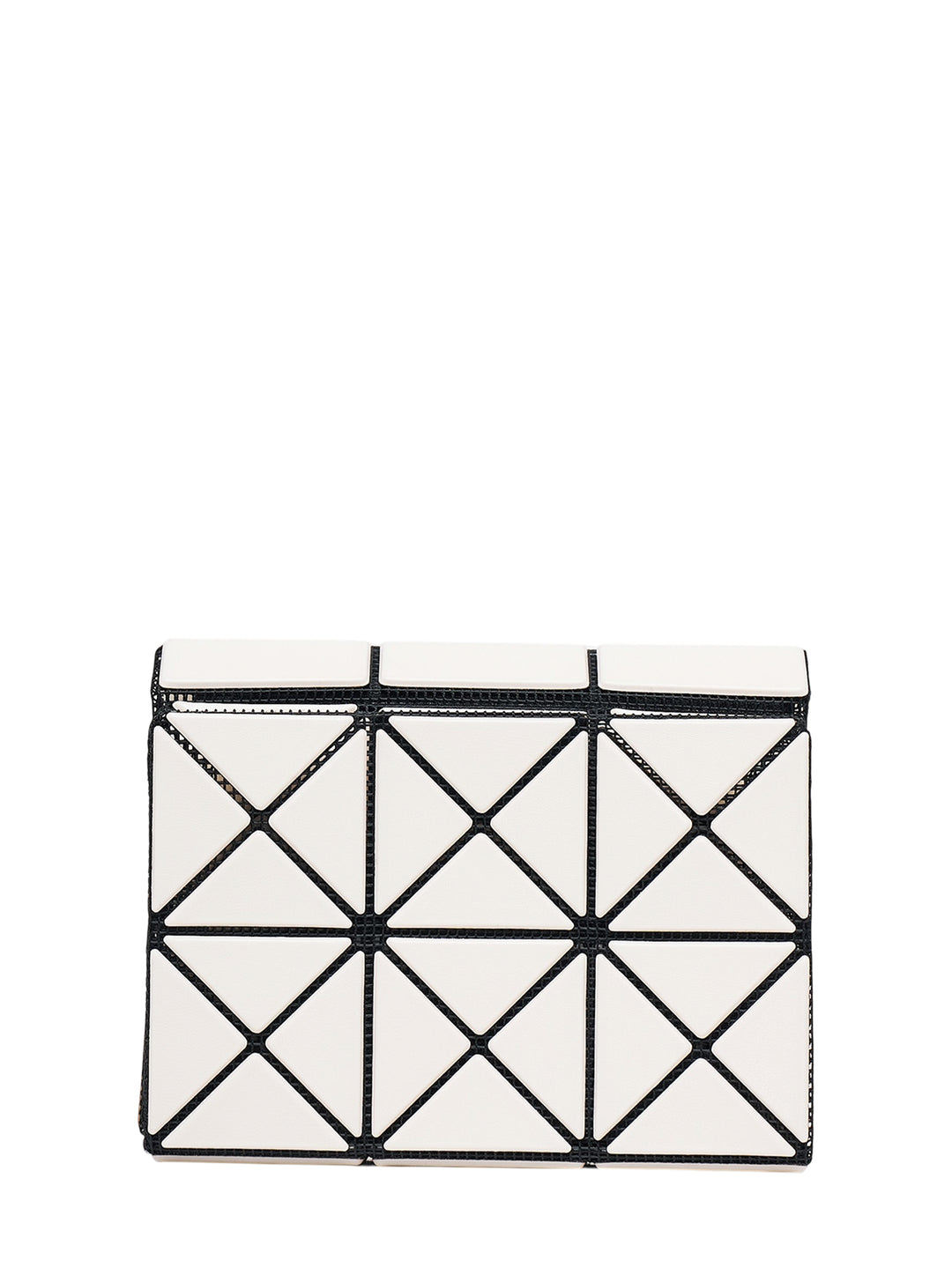 Bao Bao Issey Miyake Twinkle wallet in ivory with black mesh base and geometric triangle panels - view 2