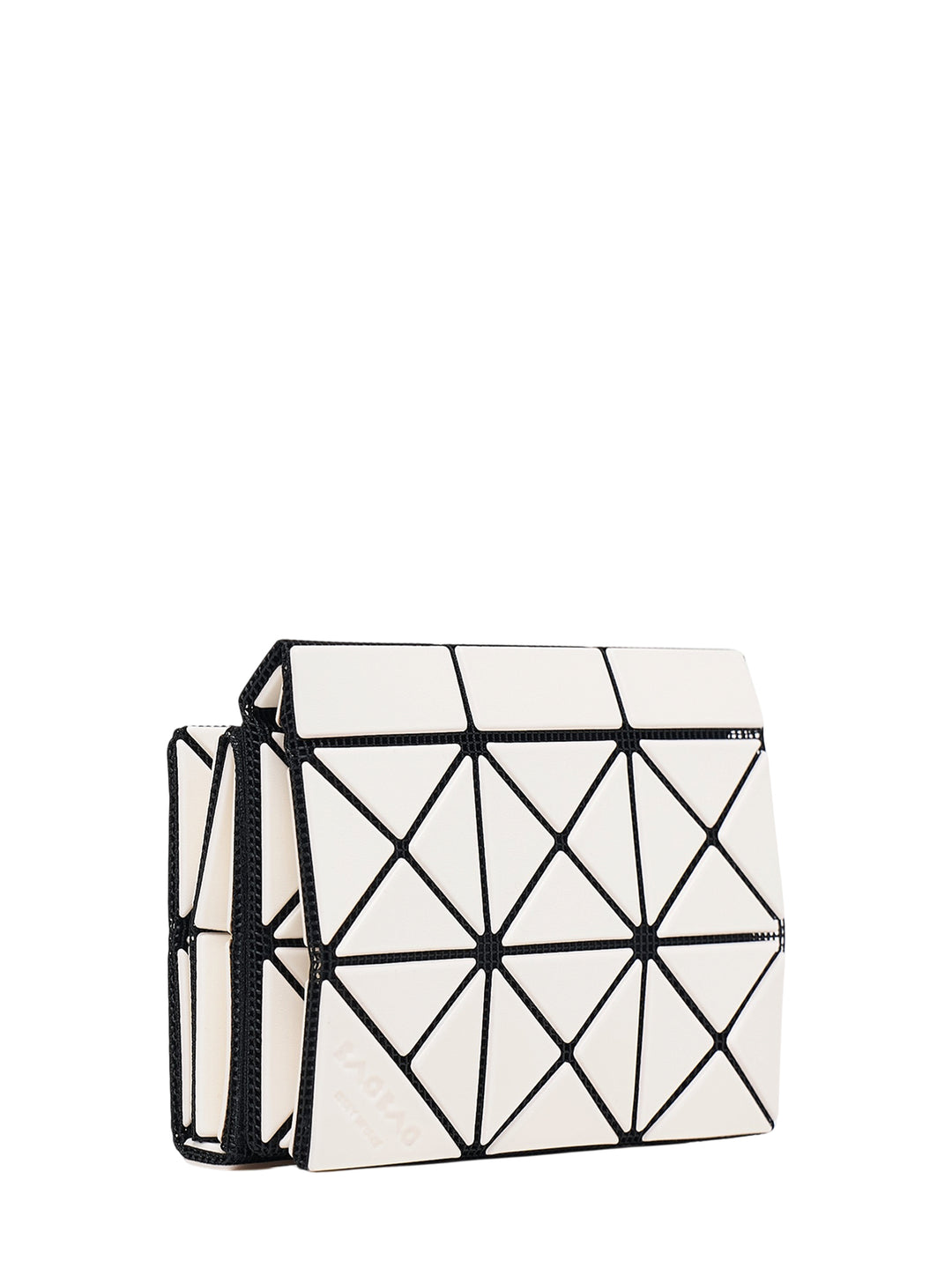 Bao Bao Issey Miyake Twinkle wallet in ivory with black mesh base and geometric triangle panels - view 3