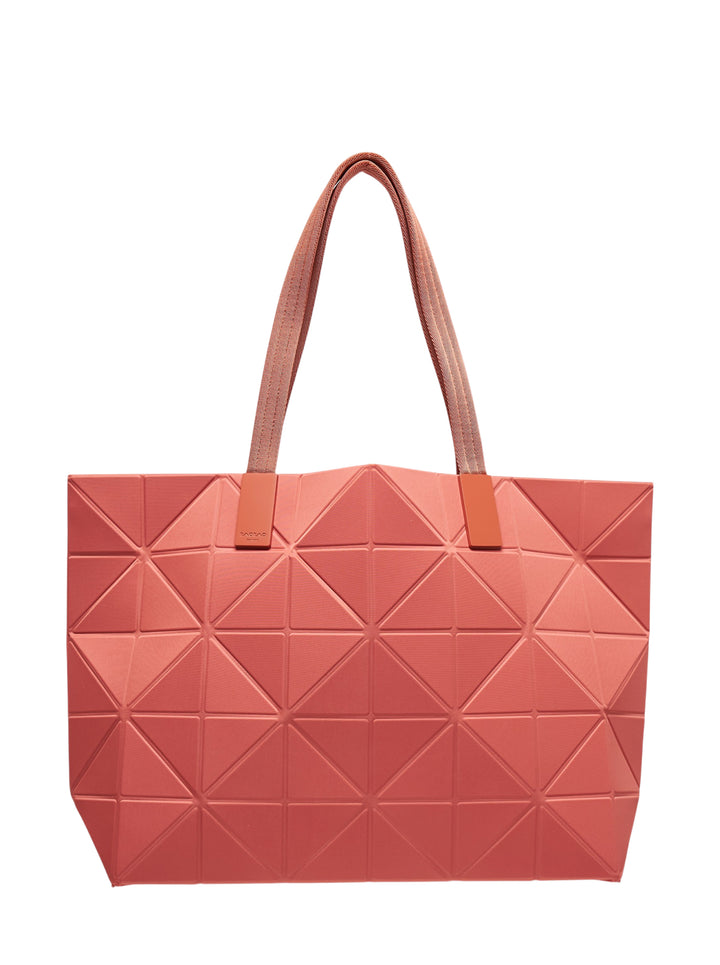 Bao Bao Issey Miyake Track large tote bag in coral with geometric triangle panels and woven shoulder straps