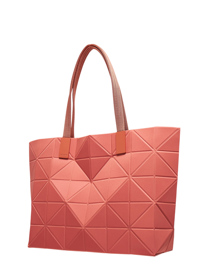Bao Bao Issey Miyake Track large tote bag in coral with geometric triangle panels and woven shoulder straps - view 2
