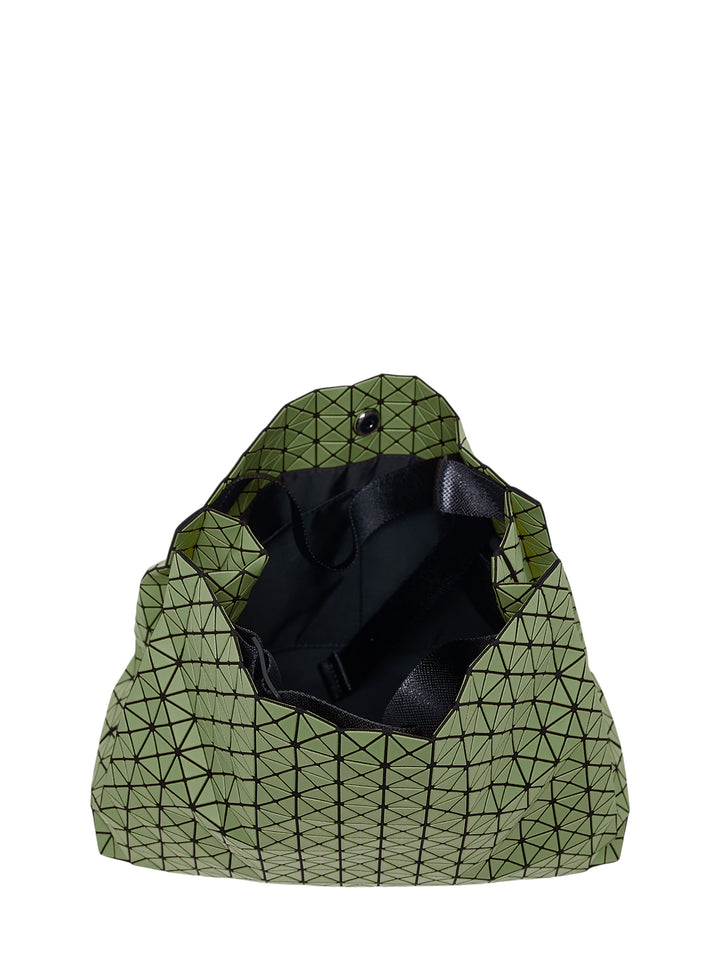 Bao Bao Issey Miyake Cart Mini tote bag in sage green with geometric triangular tile pattern and dark woven handles - view 3