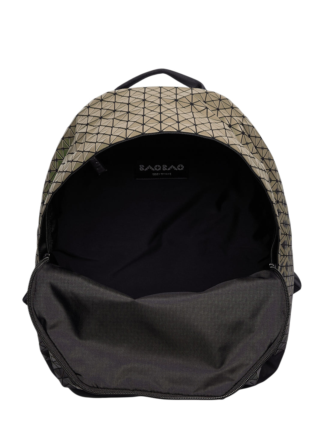 Bao Bao Issey Miyake Daypack Gradual backpack with gold-to-black geometric triangular tile panels, front zip pocket, and black textile base - view 3