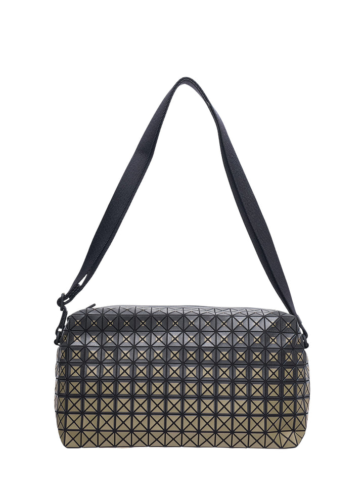 Bao Bao Issey Miyake Saddle Bag Gradual in geometric triangular panel construction with a charcoal-to-bronze gradient finish and adjustable black nylon crossbody strap
