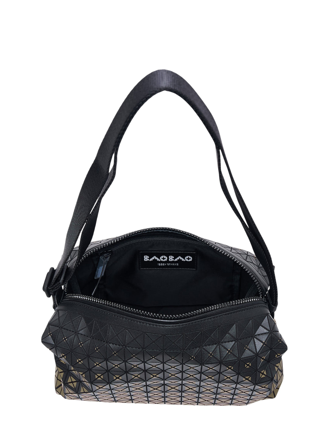 Bao Bao Issey Miyake Saddle Bag Gradual in geometric triangular panel construction with a charcoal-to-bronze gradient finish and adjustable black nylon crossbody strap - view 3