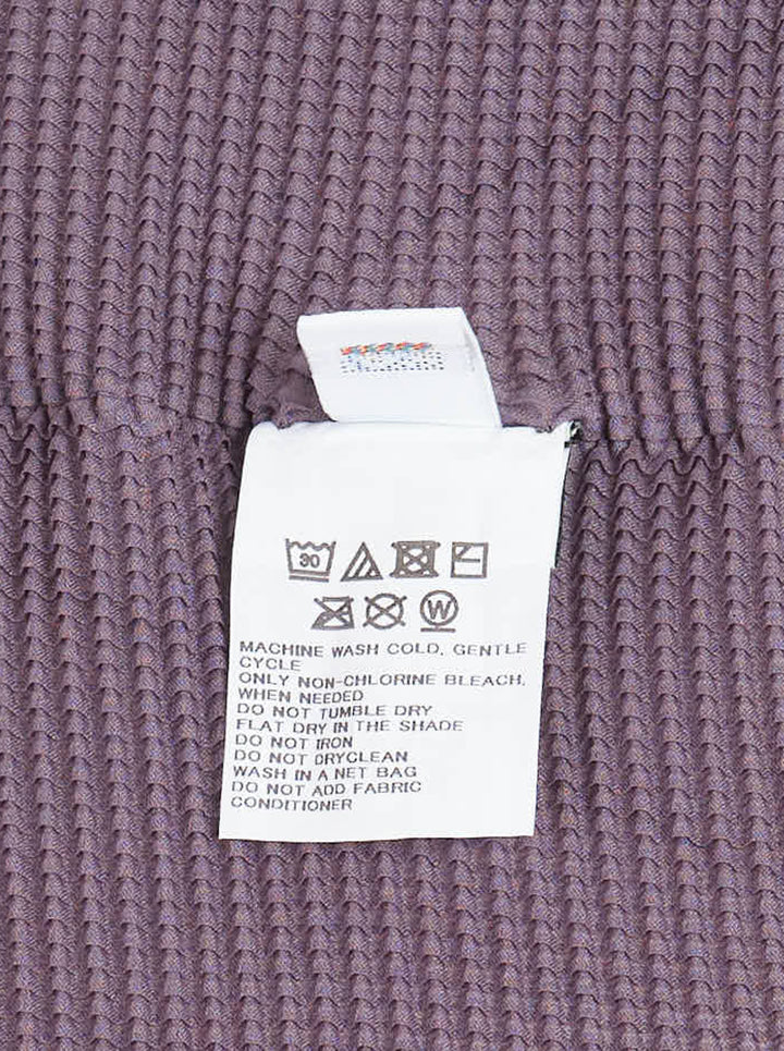 me Issey Miyake Stretch Pleats 4 top in mauve with fine horizontal pleating, round neckline and three-quarter sleeves - view 3
