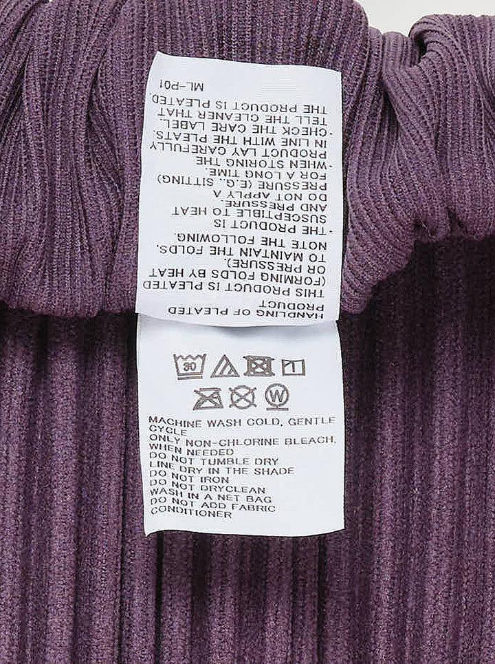 me Issey Miyake Corduroy Pleats midi skirt in plum purple with fine vertical ribbed pleats and an elasticated waistband, shown front view - view 3