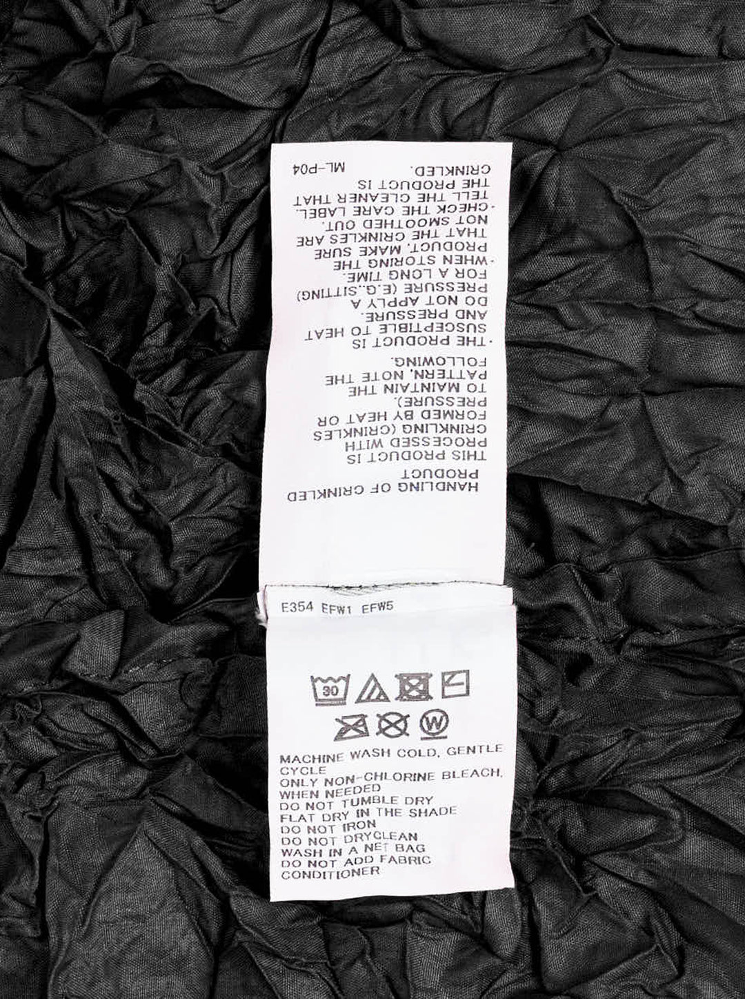 me Issey Miyake Meringue Parka in black — oversized crinkled blouson with ruched hood, snap-button front, and drawstring hem and cuffs - view 3
