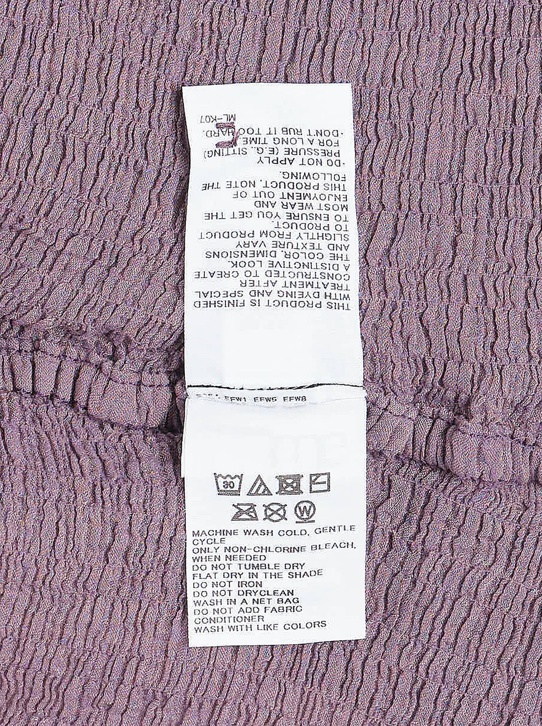 me Issey Miyake Polycotton Crepe cropped cardigan in dusty lilac with crinkled texture, round neckline and tonal button front - view 3