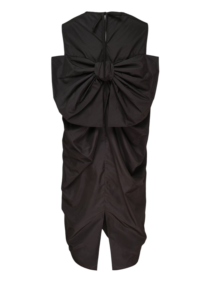 Cecilie Bahnsen Recycled Faille Midi Dress in deep espresso brown, sleeveless with a round neckline, relaxed cocoon silhouette, and curved hem, shown on a white background - view 2