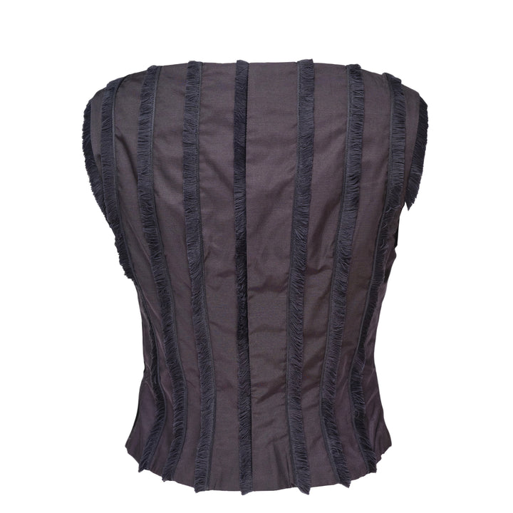 Thread Fringe Boat Neck Top