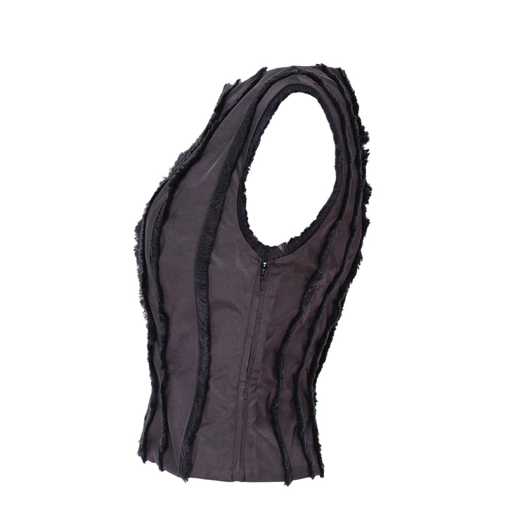 Thread Fringe Boat Neck Top