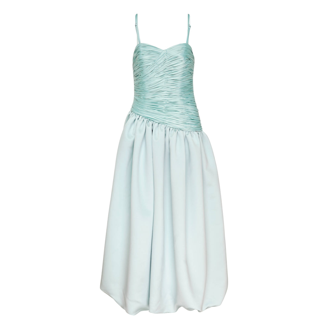 Ruched Bodice Balloon Midi Dress
