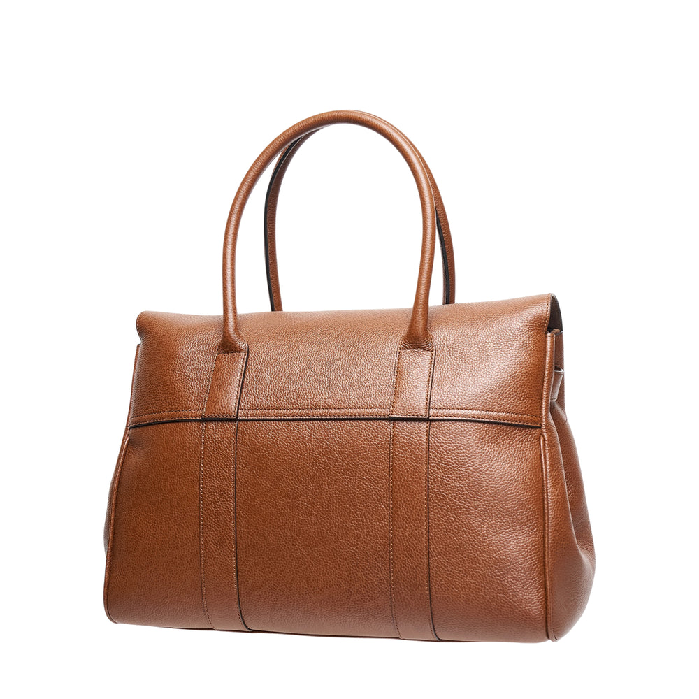 Mulberry Bayswater structured tote bag in tan pebbled leather with gold-tone postman's lock closure and rolled top handles - view 2