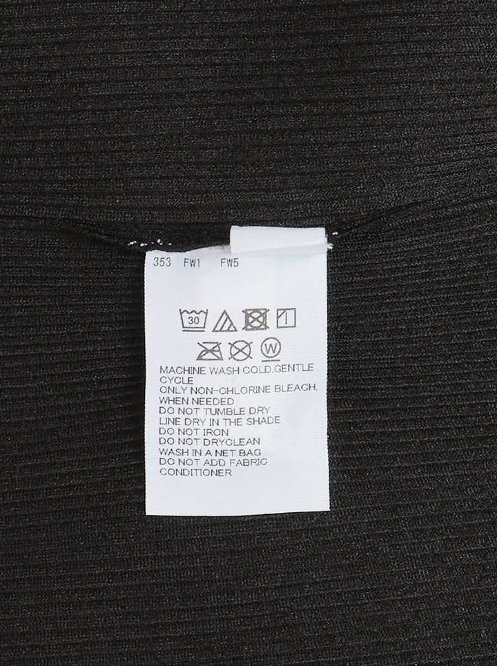 Pleats Please Issey Miyake Mist Basics Round Neck Top in black, featuring signature fine vertical pleating, a scoop neckline, and short cap sleeves with lettuce-edge trim - view 3