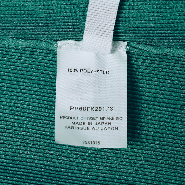Pleats Please Issey Miyake black sleeveless pleated round neck tank top with fine vertical micro-pleating and fitted silhouette, front view on white background