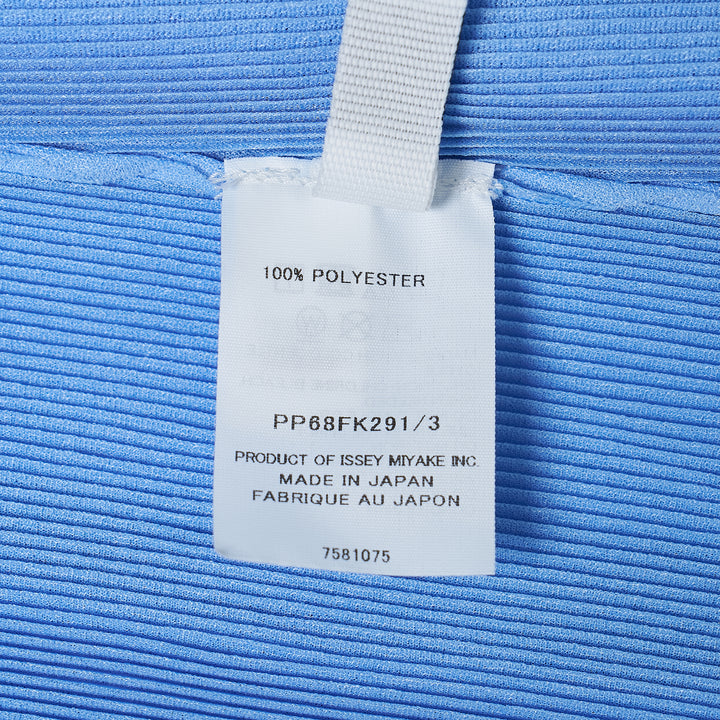 Pleats Please Issey Miyake black sleeveless pleated round neck tank top with fine vertical micro-pleating and fitted silhouette, front view on white background