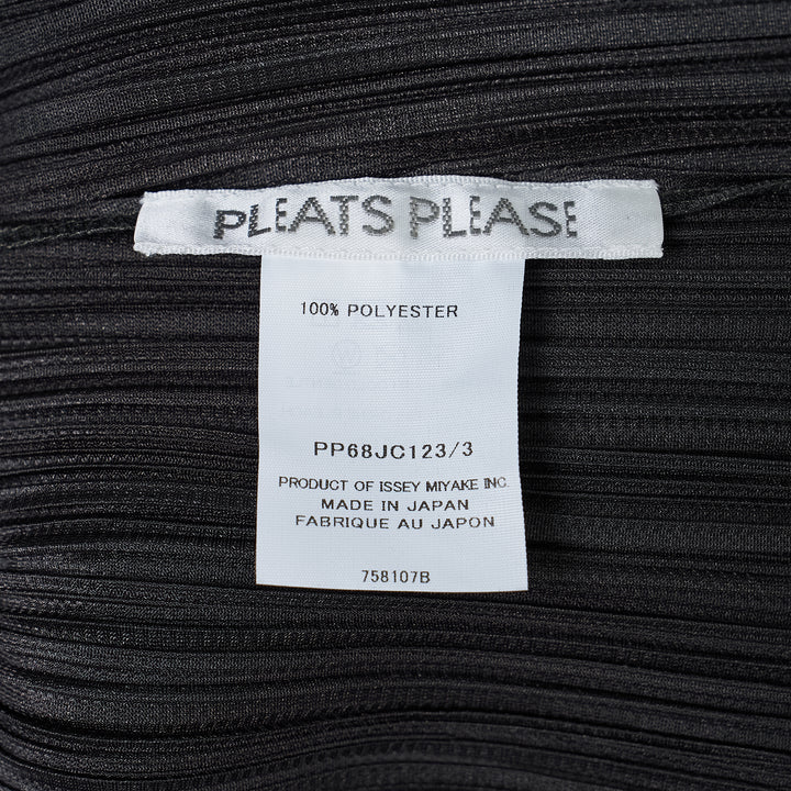 Pleats Please Issey Miyake Monthly Colors August black pleated blouson with full-length zip closure and spread collar, shown from the front