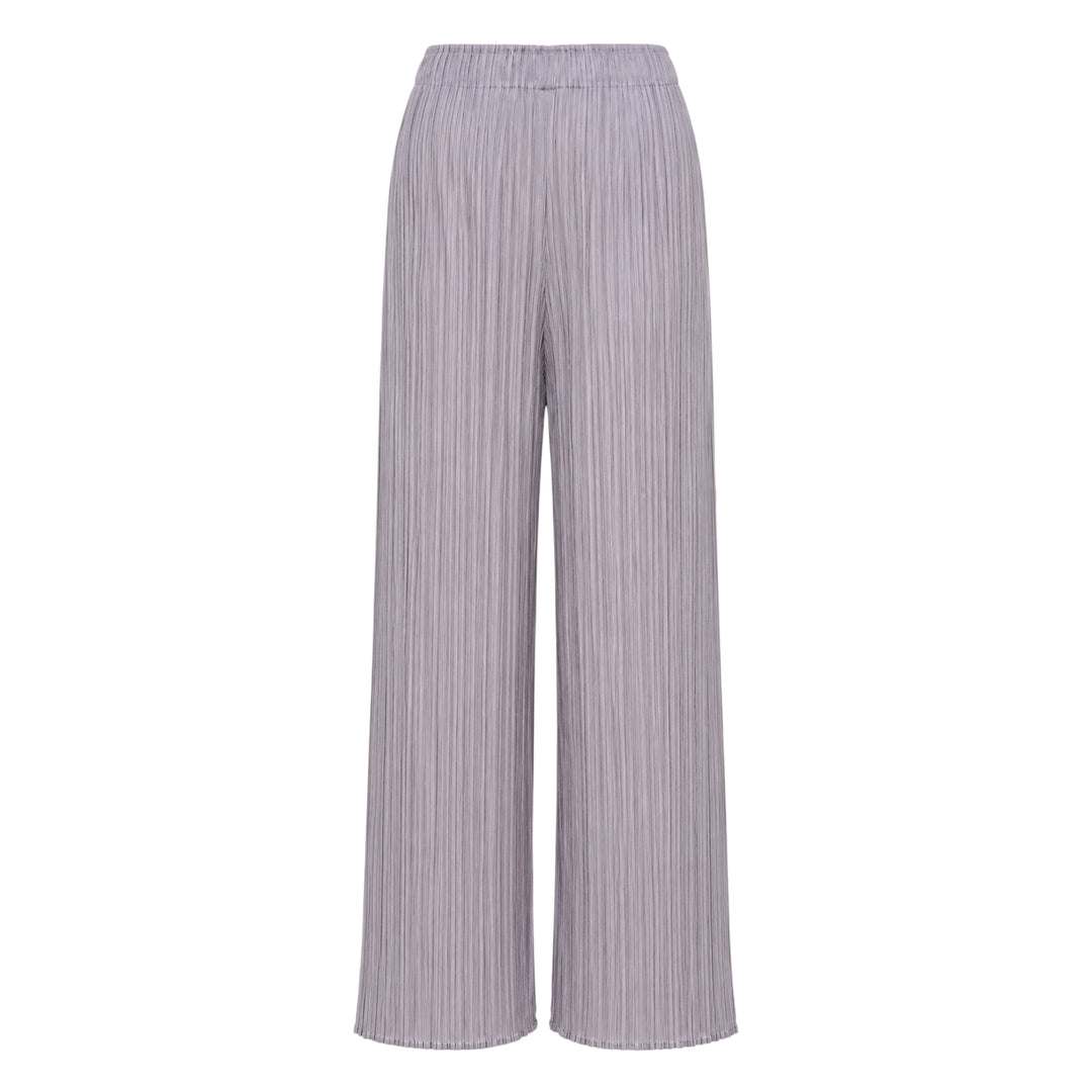 Pleats Please Issey Miyake Monthly Colors August wide-leg micro-pleated trousers in warm cream with elasticated waist