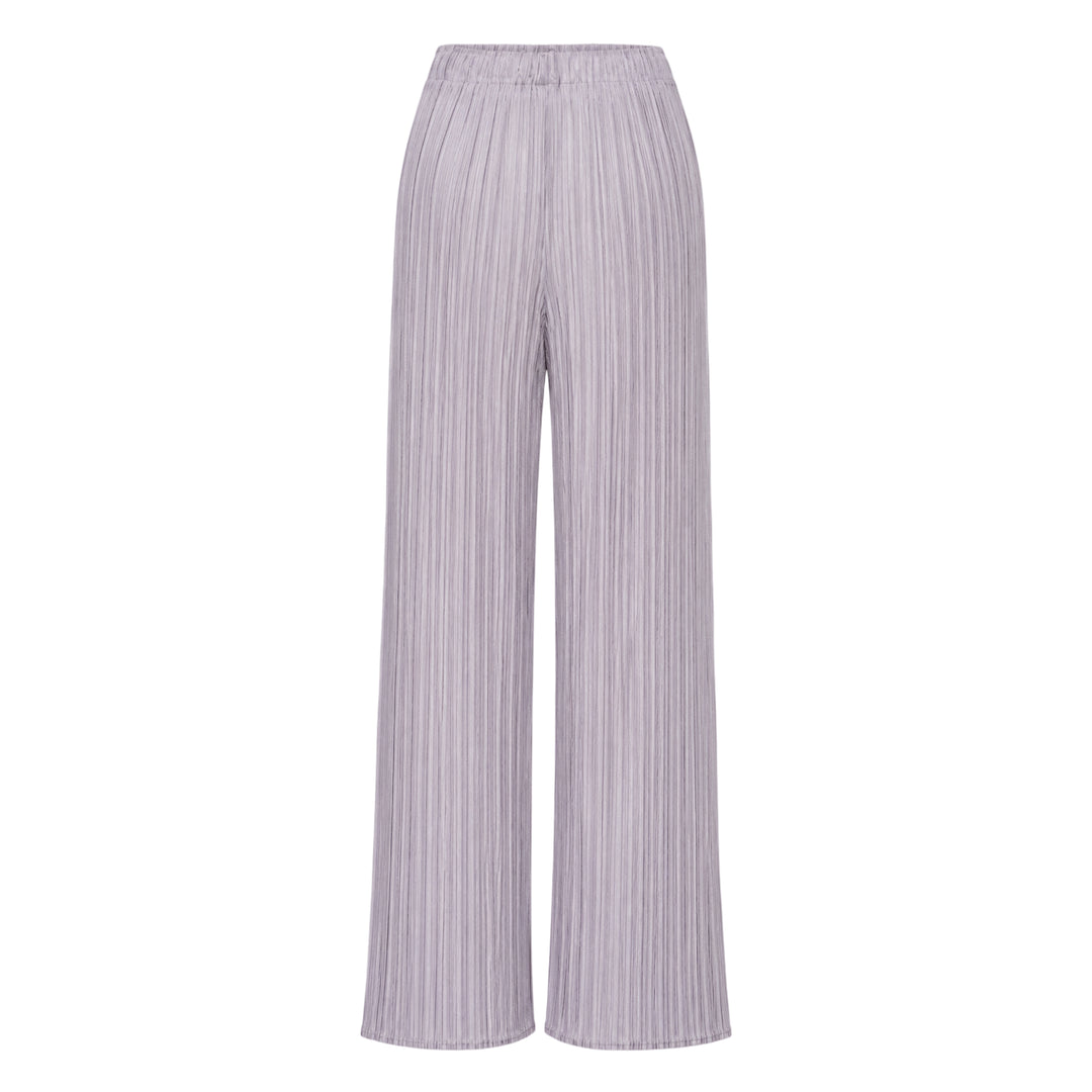 Pleats Please Issey Miyake Monthly Colors August wide-leg micro-pleated trousers in warm cream with elasticated waist