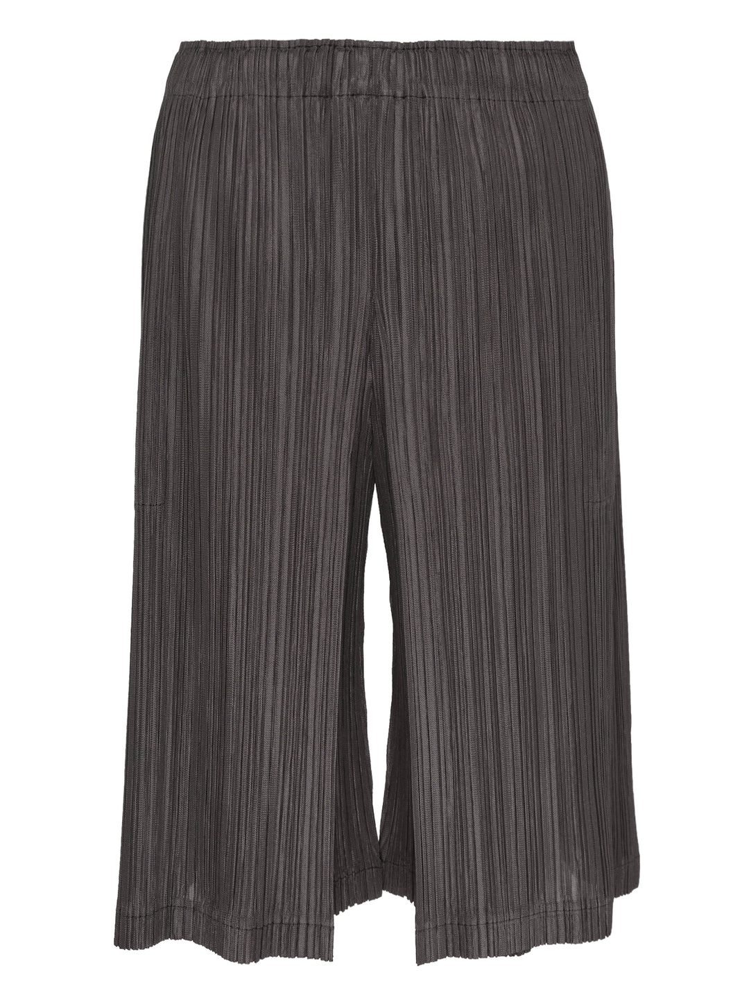 Pleats Please Issey Miyake Thicker Bottoms 2 wide-leg pleated culottes in charcoal with elasticated waistband and accordion micro-pleat construction