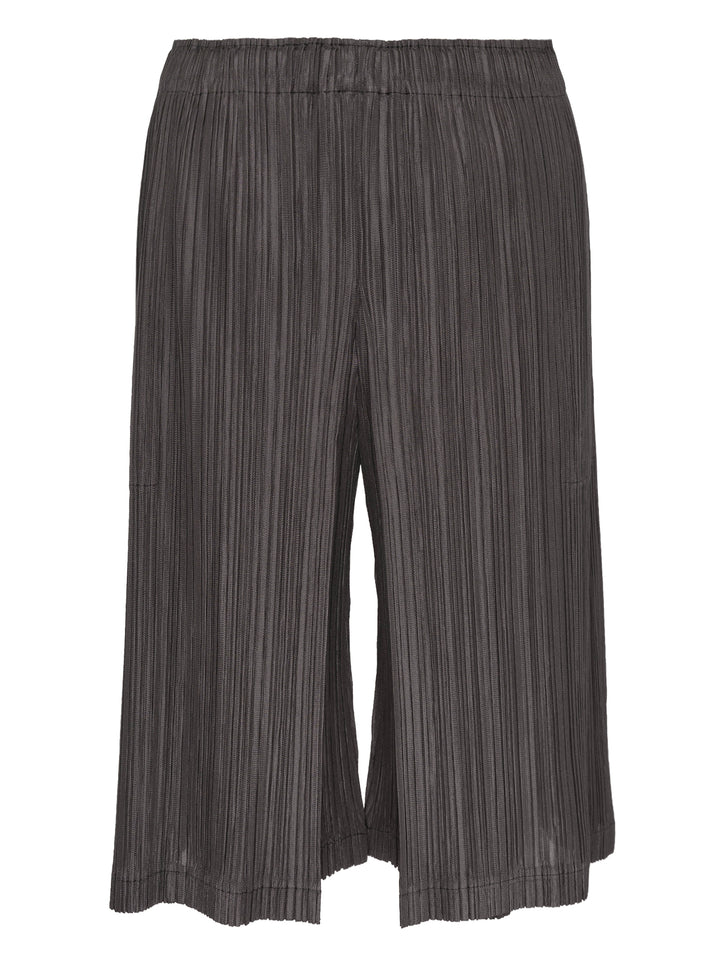 Pleats Please Issey Miyake Thicker Bottoms 2 wide-leg pleated culottes in charcoal with elasticated waistband and accordion micro-pleat construction
