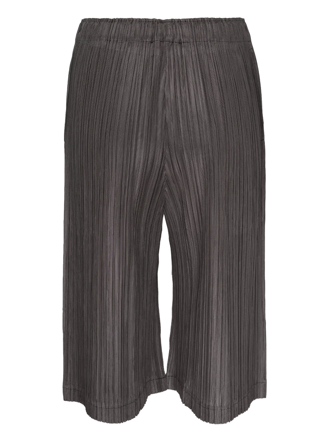 Pleats Please Issey Miyake Thicker Bottoms 2 wide-leg pleated culottes in charcoal with elasticated waistband and accordion micro-pleat construction - view 2
