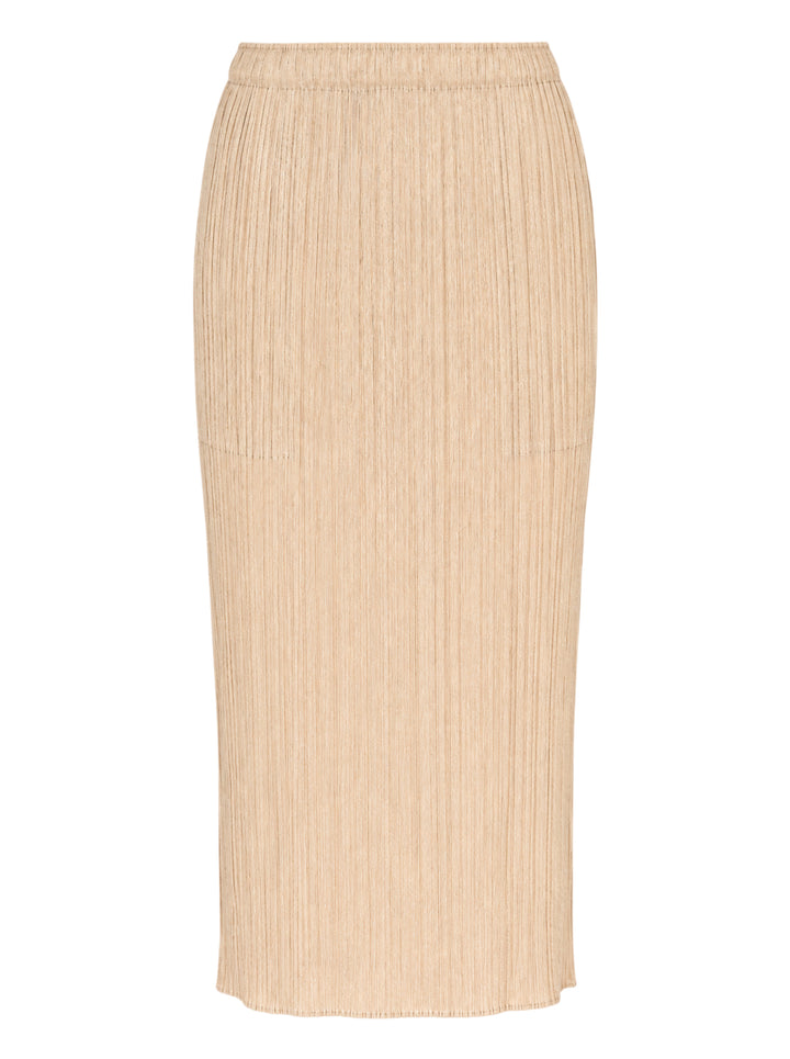 Pleats Please Issey Miyake Monthly Colors October pleated midi skirt in sand with elasticated waist