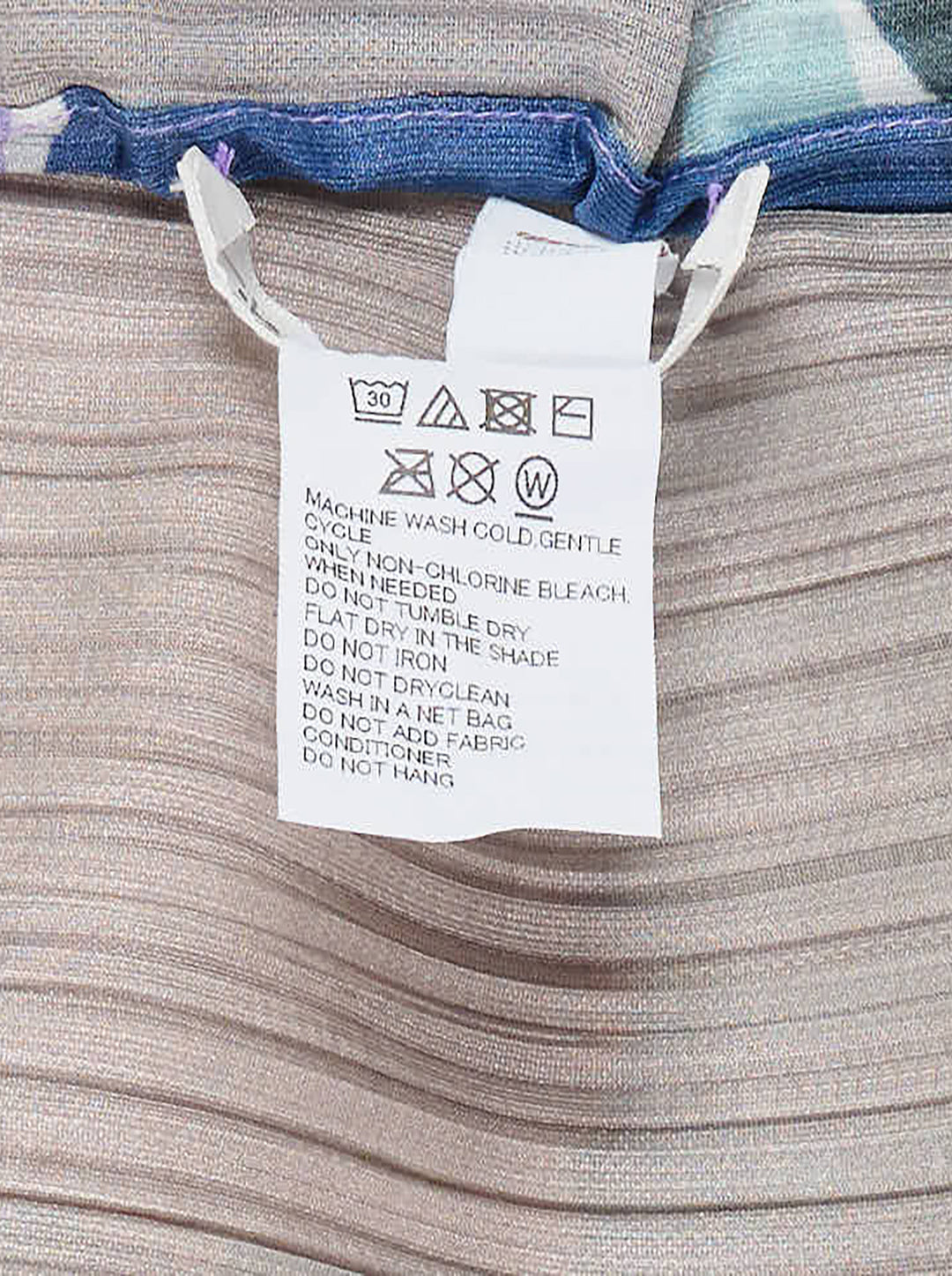 Pleats Please Issey Miyake SURPRISE! Flared Skirt in micro-pleated fabric featuring a large-scale abstract print in lavender, cobalt blue, teal, taupe, and black, with an elasticated ruched waistband and A-line silhouette - view 3